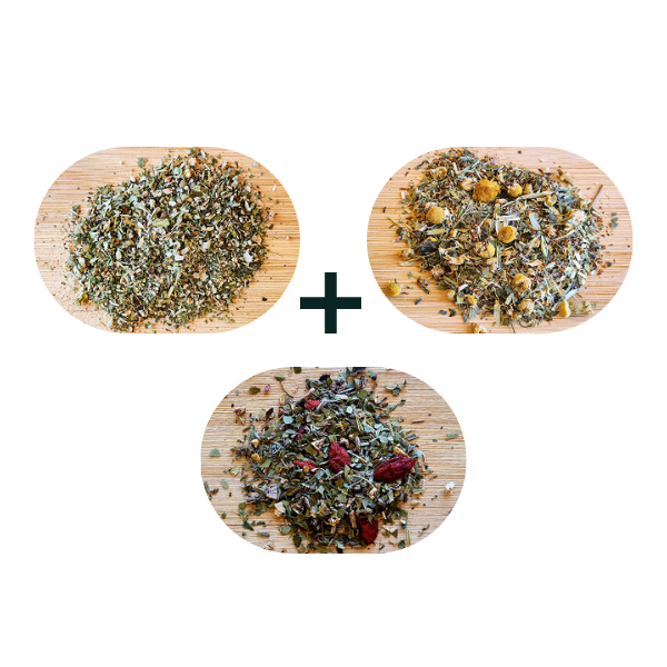 Full Send, Water and Witchcraft, and Power Down herbal teas bundle – natural energy, hydration, and recovery